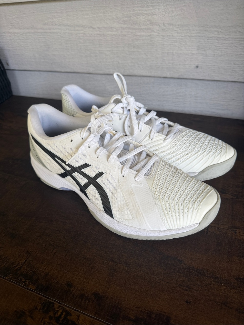 ASICS White Athletic Sneakers with Black Stripes